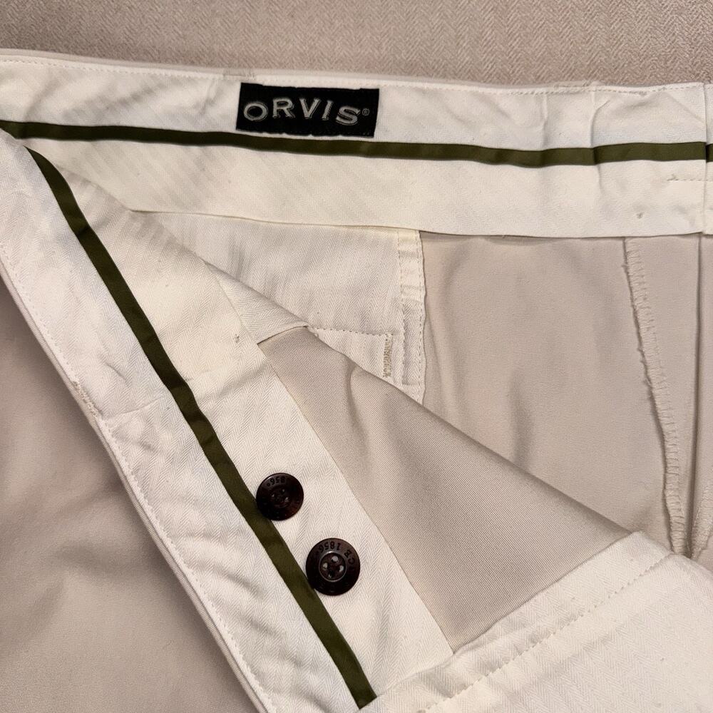 ORVIS Brand Pants 44x30 Men's Off-White Khaki Style Tapered Leg - Picture 4 of 7